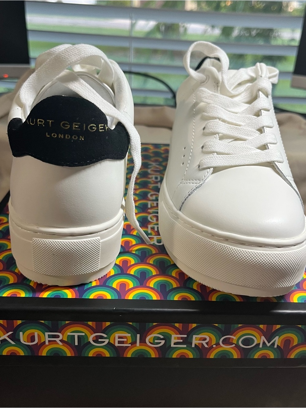 Kurt Geiger Women’s White Platform Laney Sneakers - Sized 7 - NIB - Leather